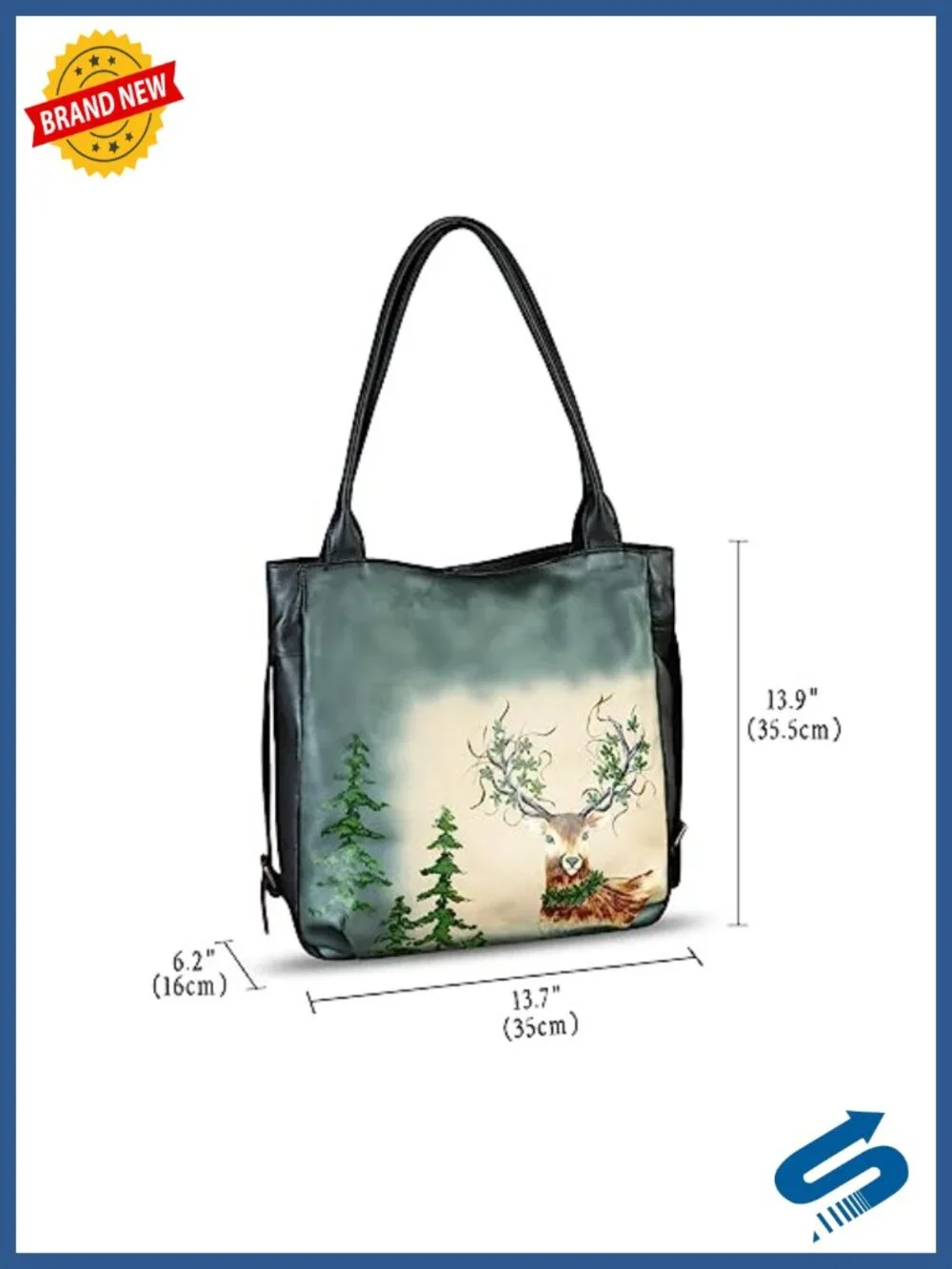 Genuine Leather Hand Painted Shoulder Bag Satchel Handmade Purse Tote